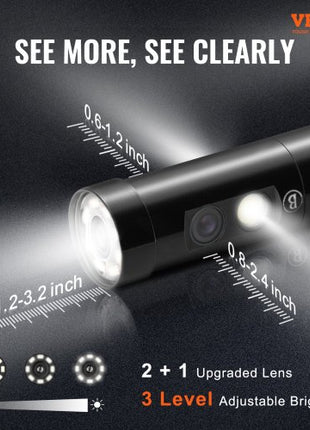 Triple Lens Borescope, 5" IPS Screen Inspection Camera with Lights, 8X Zoom 1080P HD Split Screen, 10 LED Lights Scope Endoscope Camera for Automotive, Plumbing(16.5FT Cable, 32GB Card)