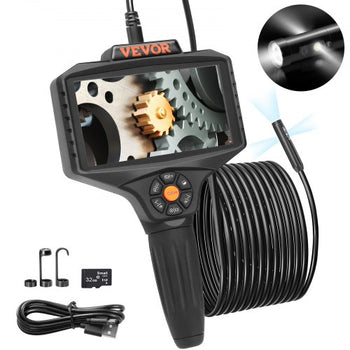 Triple Lens Borescope, 5" IPS Screen Inspection Camera with Lights, 8X Zoom 1080P HD Split Screen, 10 LED Lights Scope Endoscope Camera for Automotive, Plumbing(16.5FT Cable, 32GB Card)