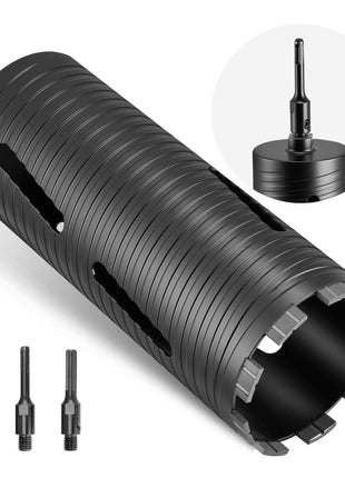 Core Drill Bit, 4-1/4 inch Diameter, 9-1/2 inch Drilling Depth, 5/8-11 Internal Thread, Diamond Dry Coring Bit with 3 Adapters, Pilot Drill and Hex Wrench, for Concrete, Red Bricks, and Masonry