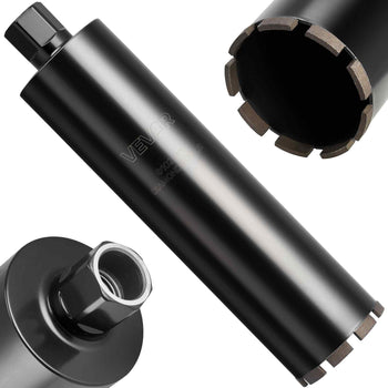 Core Drill Bit, 4 inch Diameter, 14 inch Drilling Depth, 1-1/4 in-7 Internal Thread, High-Precision Welding Technology, Wet Diamond Core Bit for Reinforced Concrete, Red Bricks, and Masonry