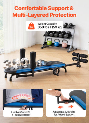 Inversion Table, 350 lbs Capacity Heavy Duty Back Inverter Stretcher, Inverted Table with Stable Structure, Adjustable Armrests, Decompression Tables for Shoulders, Neck, Back, Knees