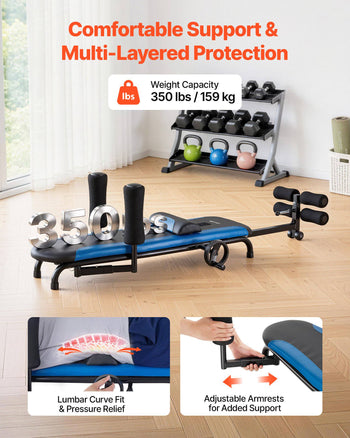 Inversion Table, 350 lbs Capacity Heavy Duty Back Inverter Stretcher, Inverted Table with Stable Structure, Adjustable Armrests, Decompression Tables for Shoulders, Neck, Back, Knees