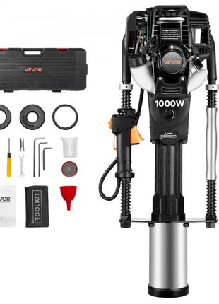 Gas Powered T Post Driver, 37.7cc 4-Stroke Engine Efficient Post Pounder with 3 Piling Sleeves, Vibration-Reducing Handle, Heavy Duty Fence Pile Driver for Farm, Orchard, Road Work, Landscaping