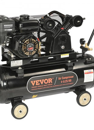 7HP Gas Powered Air Compressor, 21 Gallon Horizontal Air Compressor Tank, 9CFM@115PSI Gas Driven Piston Pump Air Compressed System with 115PSI Max Pressure for Construction Sites Workshop