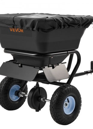 Tow-Behind Spreader, 9.8 ft Spreading Width, Broadcast Spreader with 10" All-Terrain Tires, 85 lbs Capacity Hopper, Adjustable Flow Control, Lawn Spreaders for Seed Fertilizer Ice Melt