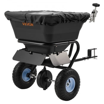 Tow-Behind Spreader, 9.8 ft Spreading Width, Broadcast Spreader with 10" All-Terrain Tires, 85 lbs Capacity Hopper, Adjustable Flow Control, Lawn Spreaders for Seed Fertilizer Ice Melt