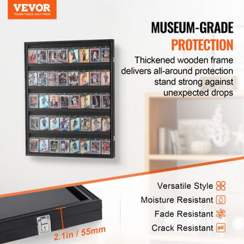 35 Graded Sports Card Display Case, 24.3x30.5x2.1 in, Baseball Card Display Frame with 98% UV Protection Clear View PC Glass, Lockable Wall Cabinet for Football Basketball Hockey Trading Card