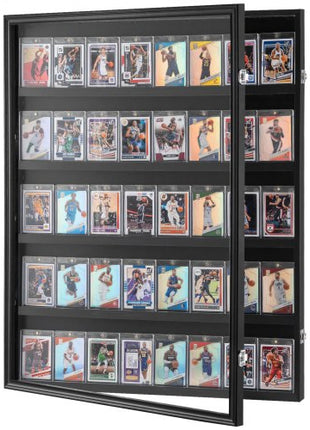 35 Graded Sports Card Display Case, 24.3x30.5x2.1 in, Baseball Card Display Frame with 98% UV Protection Clear View PC Glass, Lockable Wall Cabinet for Football Basketball Hockey Trading Card