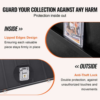 35 Graded Sports Card Display Case, 24.3x30.5x2.1 in, Baseball Card Display Frame with 98% UV Protection Clear View PC Panel, Lockable Wall Cabinet for Football Basketball Hockey Trading Card