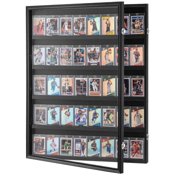 35 Graded Sports Card Display Case, 24.3x30.5x2.1 in, Baseball Card Display Frame with 98% UV Protection Clear View PC Panel, Lockable Wall Cabinet for Football Basketball Hockey Trading Card