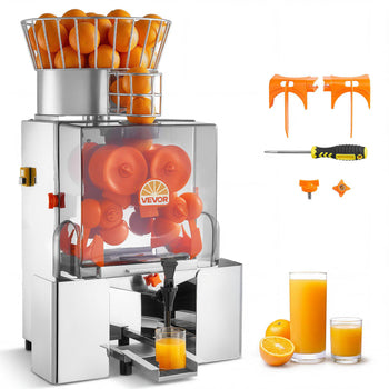 Commercial Orange Juicer Machine, 120W Electric Automatic Orange Squeezer, Lemon Citrus Pomegranates Extractor for 20 per Minute, Stainless Steel, with Water Tap, Peels Collecting Bucket