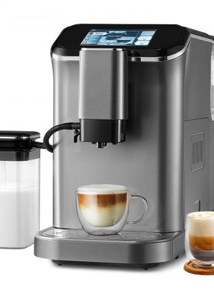 Fully Automatic Espresso Machine - with Automatic Milk Frother, 20 Bar Super-Automatic Cappuccino Latte Machine with TFT Touch Screen, Grinder, 15 Grinding Levels, and Removable Milk Reservoir