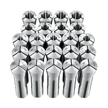 R8 Collet Set 1/16"-3/4" 23 Piece R8 Precision Mill Collet Chuck Set, for Milling Machine Drill Presses, 0.0008" TIR High Concentricity, Lathe Chuck Tool with Labeled Storage Box, Alloy Steel