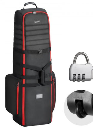 Golf Travel Bag, Outdoors Soft-Sided Golf Travel Cover, Heavy Duty 1800D Polyester Oxford Wear-Resistant Waterproof, Padded Luggage Case with Wheels, Foldable Golf Club Storage Bag for Airline