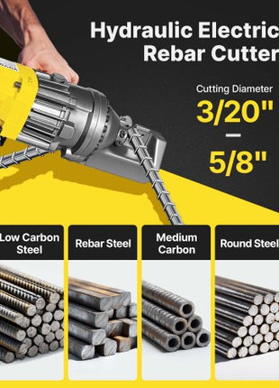 Electric Rebar Cutter, 900W Portable Electric Hydraulic Rebar Cutter, Cutting up to 5/8 Inch #5 4-16mm Rebar within 3 Seconds,110V,with Easy to Carry Stainless Box