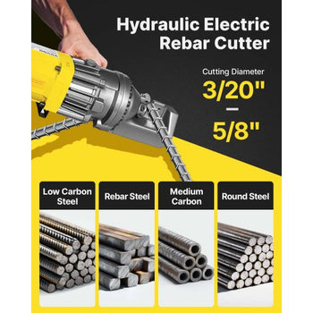 Electric Rebar Cutter, 900W Portable Electric Hydraulic Rebar Cutter, Cutting up to 5/8 Inch #5 4-16mm Rebar within 3 Seconds,110V,with Easy to Carry Stainless Box