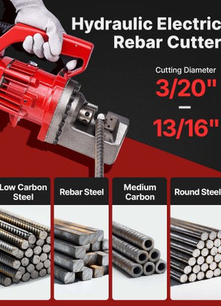 Electric Rebar Cutter, 1250W Portable Electric Hydraulic Rebar Cutter, Cutting up to  3/4 Inch #6 4-20mm Rebar within 4 Seconds,110V,with Easy to Carry Stainless Box