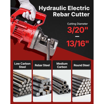 Electric Rebar Cutter, 1250W Portable Electric Hydraulic Rebar Cutter, Cutting up to  3/4 Inch #6 4-20mm Rebar within 4 Seconds,110V,with Easy to Carry Stainless Box