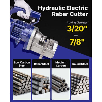 Electric Rebar Cutter, 1350W Portable Electric Hydraulic Rebar Cutter, Cutting up to  7/8 Inch #7 4-22mm Rebar within 4.5 Seconds,110V,with Easy to Carry Stainless Box