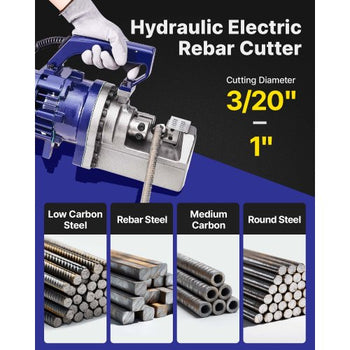 Electric Rebar Cutter, 1700W Portable Electric Hydraulic Rebar Cutter, Cutting up to 1 Inch #8 4-25mm Rebar within 5 Seconds,110V,with Easy to Carry Stainless Box