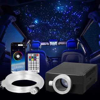 Starlight Headliner Kit, 150 pcs 0.03 in 6.5 ft, 16W Fiber Optic Star Ceiling Lights for Car, Bluetooth APP, Remote Control, Sound Activated, RGBW Light Engine, for Home Bed Room Decoration