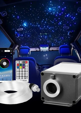 Starlight Headliner Kit, 450 pcs 0.03 in 9.8 ft, 16W Twinkle Fiber Optic Star Ceiling Lights for Car, Bluetooth APP, Remote Control, Sound Activated, RGBW Light Engine, for Home Bed Room Decor