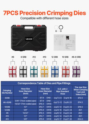 Hydraulic Hose Crimper, Hydra-Krimp AC Hose Crimper Kit with 7 Dies Snap-On, Integral Manual Hydraulic A/C Hoses Crimping Tool for Automotive & Air Conditioning Repair - with Carrying Case