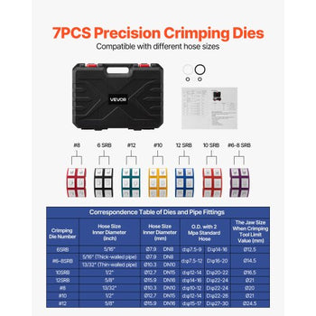Hydraulic Hose Crimper, Hydra-Krimp AC Hose Crimper Kit with 7 Dies Snap-On, Integral Manual Hydraulic A/C Hoses Crimping Tool for Automotive & Air Conditioning Repair - with Carrying Case