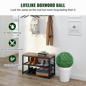 Artificial Topiaries Boxwood Trees, 20 Tall (2 Pieces), Ball-Shape Faux Topiaries Plant, All-year Green Feaux Plant Decorative Balls for Backyard, Balcony,Garden, Wedding and Home Décor