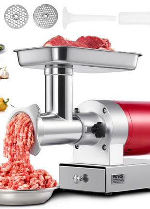 Electric Meat Grinder, 661 Lbs/Hour 800 W Meat Grinder Machine, 1.5 HP Electric Meat Mincer with 2 Grinding Plates, Sausage Kit Set Meat Grinder Heavy Duty, Home Kitchen & Commercial Use Red