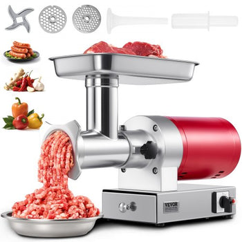 Electric Meat Grinder, 661 Lbs/Hour 800 W Meat Grinder Machine, 1.5 HP Electric Meat Mincer with 2 Grinding Plates, Sausage Kit Set Meat Grinder Heavy Duty, Home Kitchen & Commercial Use Red