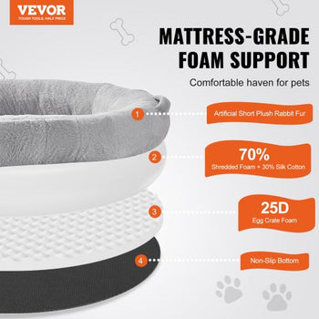 Human Dog Bed, 72" x48"x10" Human Dog Bed for Adult, Human Size Dog Bed with Washable Faux Rabbit Fur Cover, Egg Orthopedic Foam, Storage Pocket, Large Dog Bean Bed, Light Grey