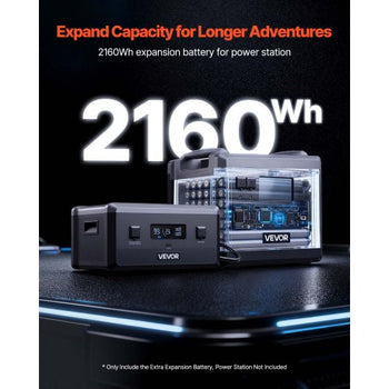 Extra Battery for Portable Power Station, 2160Wh LiFePO4 Extra Expansion Battery with 3 Output Ports for Home Use, Outdoor Camping, Road Trips, RVs, Emergencies
