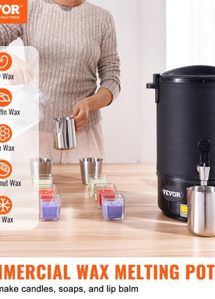 Wax Melter for Candle Making, 6.5 Liter Large Electric Wax Melting Pot Easy Pour Spout, 9-level Temperature Control, Easy Clean for Candle Soap Cream Beauty Bulk Production Business or Home