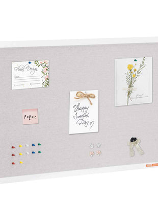 36"x24" White Cork Board with Linen Surface – Stylish Wall-Mounted Bulletin Board for Home, School, Office – Elegant & Functional Noticeboard
