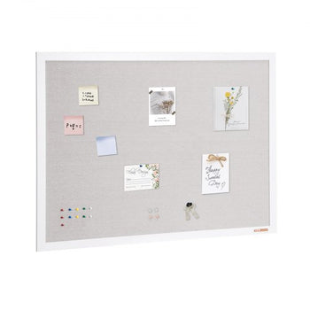 48"x36" White Cork Board with Linen Surface  Stylish Wall-Mounted Bulletin Board for Home, School, Office  Elegant & Functional Noticeboard