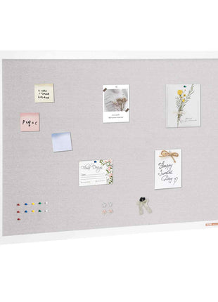 48"x36" White Cork Board with Linen Surface – Stylish Wall-Mounted Bulletin Board for Home, School, Office – Elegant & Functional Noticeboard