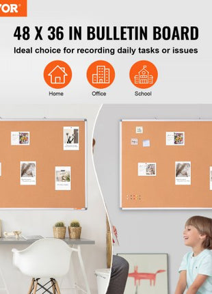 48"x36" Large Cork Board  Wall-Mounted Bulletin Board with Pin Board  Perfect for School, Home, Office