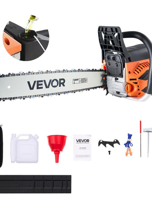 62 cc Gas Chainsaw, 20 inch Gas Powered Chainsaw, 3.8 HP Power Chain Saw with Non-Slip Handle, Gas-Powered Chainsaws with Dual Fuel Tanks, For Wood Cutting, Tree Trimming, and Land Clearing