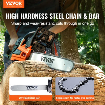 Gas Chainsaw, 58CC 20" 3.22HP, Gasoline Powered Chain Saw, Handheld Cordless Petrol Chainsaws for Tree Wood Branch Cutting, Tree Trimming, Land Clearing, Farm Garden Ranch Forest Cutting Use