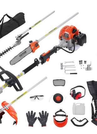 VEVOR 26CC 5-in-1 Multi-Functional Trimming Tools, Gas Hedge Trimmer, Weed Eater, String Trimmer, Edger, Pole Saw Chainsaw Pruner with Extension Pole