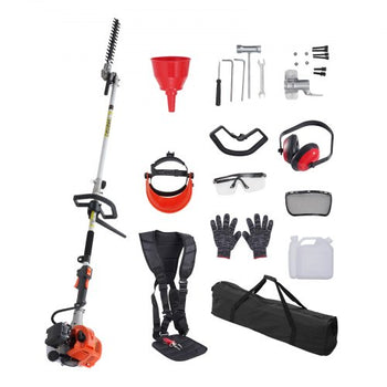 15.7-inch 26CC 2 Cycle Gas Hedge Trimmer, Gas Powered Pole Hedge Trimmer with Dual Sided Dual Action Blade, 270° Adjustable Trimmer Head, Suitable for Trimming Shrubs, Bushes