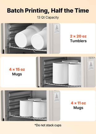Sublimation Oven Machine, 13 Qt, Fits 20oz Tumblers, with 1 Heat Air Gun, 50 Shrink Films, 1 Tape and 2 Heat Gloves, Oven for Sublimation Blank Tumblers, Mugs, Bowls, Off-White