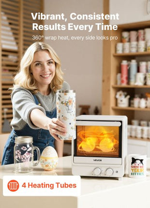 Sublimation Oven Machine, 13 Qt, Fits 20oz Tumblers, with 50 Shrink Films, 1 Tape and 2 Heat Gloves, Oven for Sublimation Blank Tumblers, Mugs, Bowls, Off-White