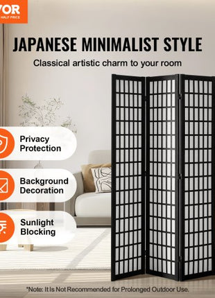 Room Divider, 3 Panel Japanese Room Divider, Wood Folding Privacy Screen Indoor, Japanese Partition Dividers Portable Decoration Screens, for Room Separation Home Office Restaurant & Bedroom