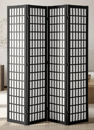 Room Divider, 4 Panel Japanese Room Divider, Wood Folding Privacy Screen Indoor, Japanese Partition Dividers Portable Decoration Screens, for Room Separation Home Office Restaurant & Bedroom