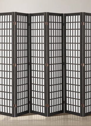 Room Divider, 6 Panel Japanese Room Divider, Folding Privacy Screen Indoor, Portable Partition Dividers and Decoration Screens, for Room Separation, Home, Office, Restaurant & Bedroom (Black)