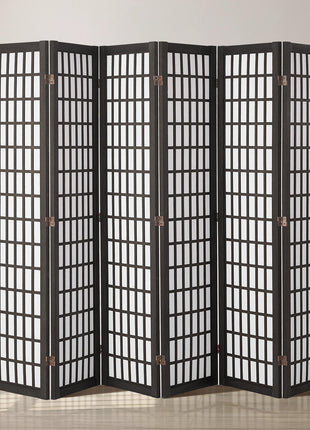 Room Divider, 6 Panel Japanese Room Divider, Folding Privacy Screen Indoor, Portable Partition Dividers and Decoration Screens, for Room Separation, Home, Office, Restaurant & Bedroom (Black)