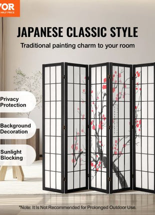 Room Divider, 6 Panel Japanese Room Divider Screen, Wood Folding Privacy Screen Indoor, Japanese Partition Portable Decoration Dividers, for Room Separation Home Office Restaurant & Bedroom