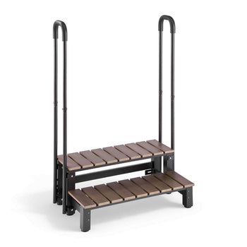 Hot Tub Steps with Handrail 2-Step Spa Outdoor Stairs 550lbs Capacity, 32.3in Wide Step, Steel & Plastic, Easy Assembly, Non-Slip Step Ladder for Above-Ground/Inflatable Pool, RV,Patio,Deck
